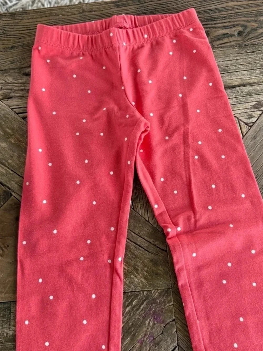 Girls Coral Pink Dot Leggings